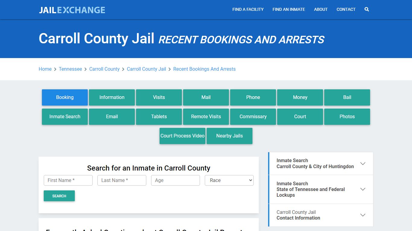 Carroll County Jail TN Recent Arrests and Bookings - Jail Exchange