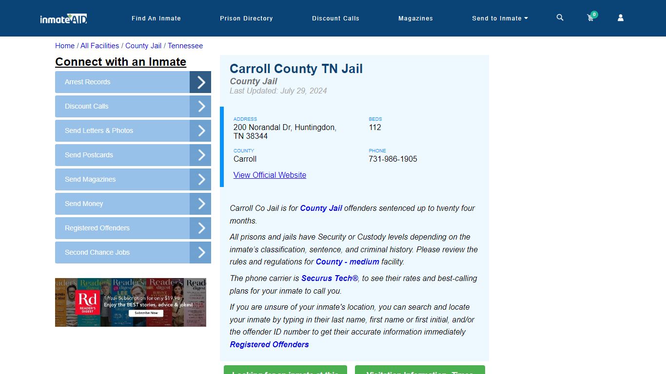 Carroll County TN Jail - Inmate Locator